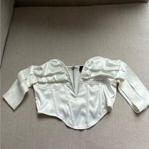 AKIRA Cream Satin Corset Blouse